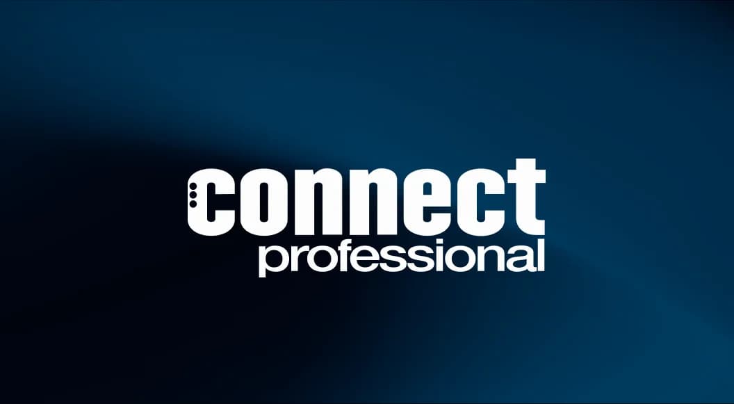 connect professional Logo in weißer Schrift auf dunkelblauem Hintergrund