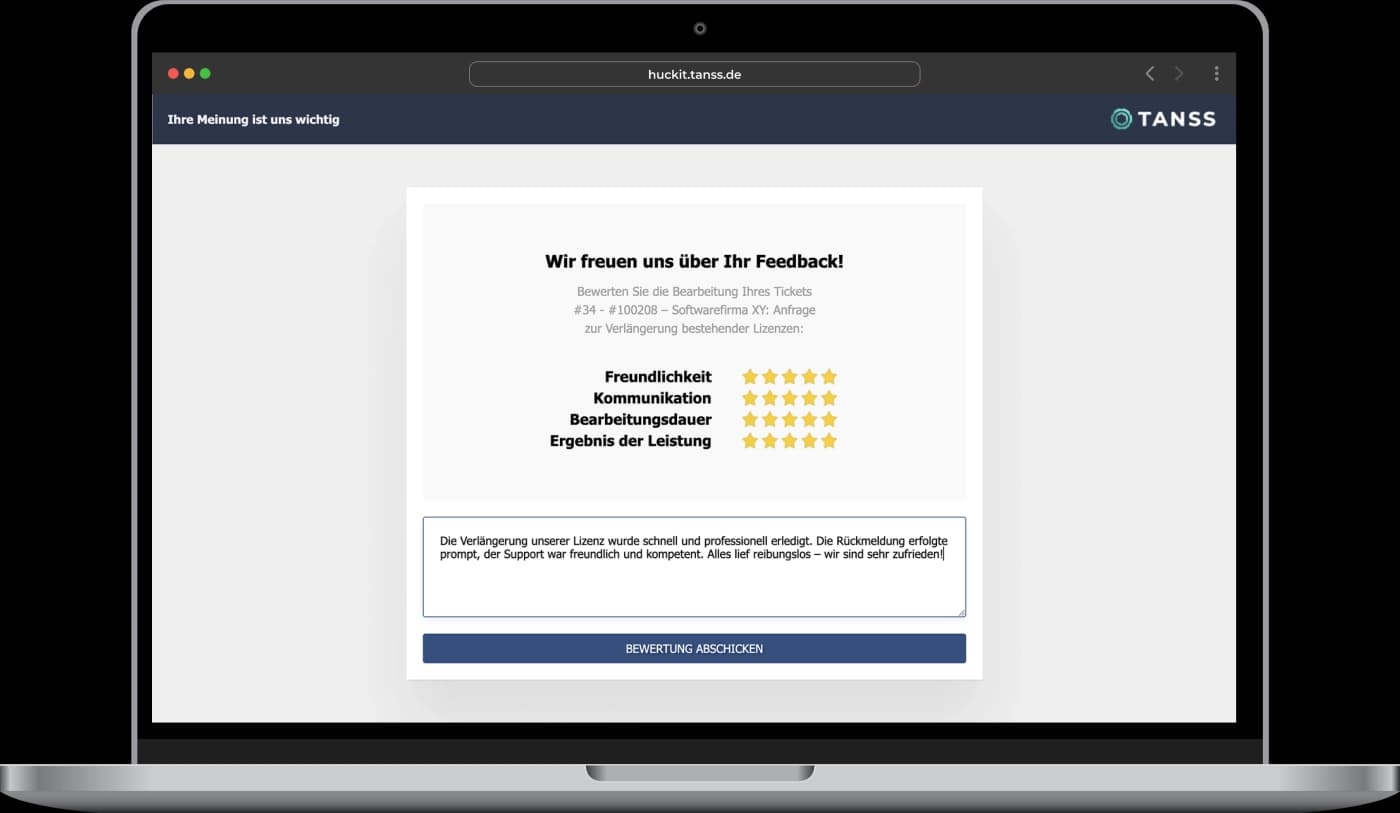 Eine minimalistische Benutzeroberfläche eines Feedback Bogens