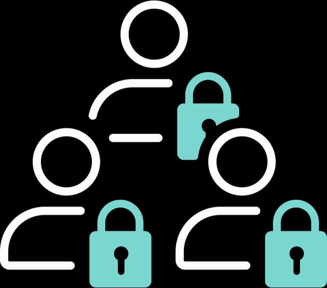 Illustration von 3 Personen mit jeweils einem Schloss vorne dran