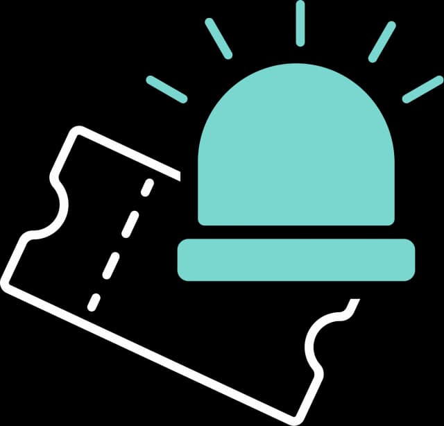 Illustration eines Tickets mit einer Alarm Leuchte im Vordergrund