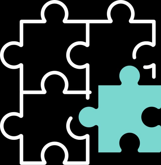 Illustration von 4 Puzzleteilen